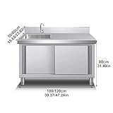 Kitchen Sink and Cabinet Utility Sink with Cabinet Outdoor Stainless Steel Sink Kitchen Sink Cabinet w/Cold and Hot Water Pipe Faucet w/Workbench & Storage Cabinet for Outdoor Indoor.