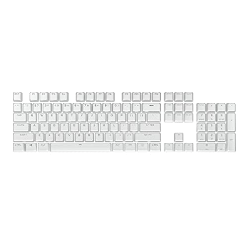CORSAIR PBT DOUBLE-SHOT PRO Keycap Mod Kit – Double-Shot PBT Keycaps – Arctic White – Standard Bottom Row – Textured Surface – 1.5mm-Thick Walls – O-ring Dampeners (CH-9911040-NA)