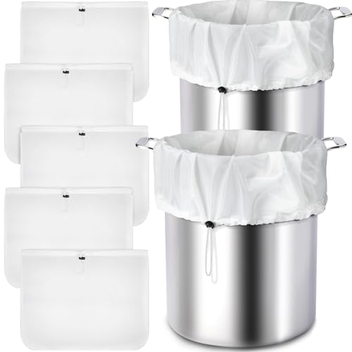 Chumia 5 Pack Brew Bags Reusable Extra Large 26 x 22'' Fine Mesh Strainer Cold Brew Filters Drawstring Cheese Cloth Straining Bags Wine Making Supplies for Fruit Cider Beer