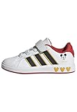 adidas Disney Grand Court Elastic Lace & Strap Sneaker, Mickey Mouse/White/Black/Bold Gold, 4.5 US Unisex Big Kid