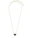 Kendra Scott Ari Heart Short Pendant Necklace in 14k Gold-Plated Brass, Black Drusy, Fashion Jewelry for Women