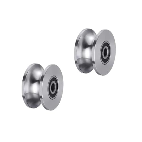 Sliding Gate Rollers Stainless Steel U Groove Wheel Heavy Duty Cable Pulley Block U Shaped Rail Gate Wheels Quiet and Smooth Operation Plate Caster with Bearing for Barn Door Track 2pc