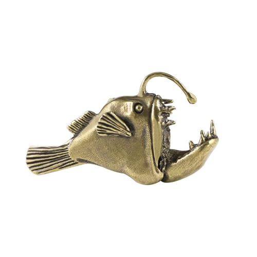SnowOwl Lamp Fish Sculpture Solid Metal Insect Ornament Mini Brass Animal Figurine Statue for Home Office Garden Desktop Decor (Bronze-1)