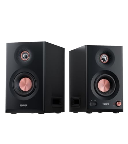 Edifier MR5 Powered Studio Monitor Speakers 2.0, Hi-Res Audio & Wireless Certified Bookshelf Speakers, 110W RMS, Balanced Analog XLR and Bluetooth V6.0 with Multi-Point Connection - Black