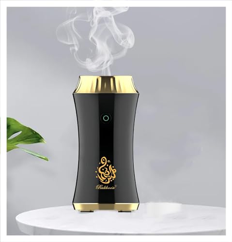 LIULIWEIFA Luxury Arab Rechargeable Electric Car Incense Burner Bakhoor Mini USB Type-C Power Charge Car Insence Bukhoor Burner Holder Home Decor,B22 Black