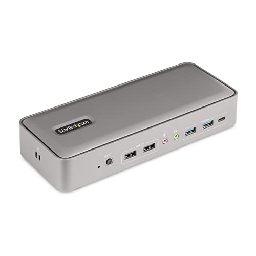 StarTech.com Dual-Laptop USB-C KVM Docking Station, Dual Monitor 4K 60Hz DisplayPort Dock, 5-Port USB Hub, GbE, 90W/45W Power Delivery to Two Laptops, Windows/Mac, 2-Host KVM Dock, TAA
