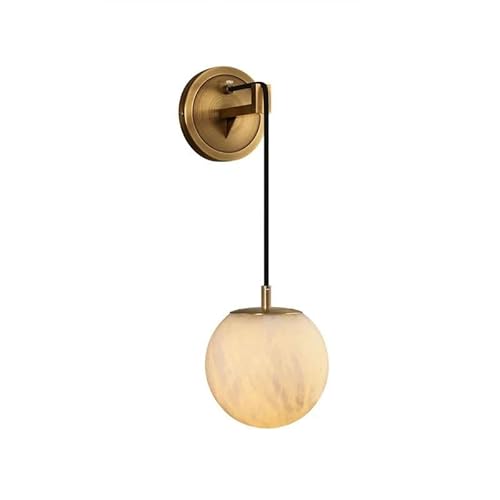 kuaidh Modern Italian Style Marble Wall Lamps Bedroom Copper Wall Sconces Light Luxury Simple with E26/27 Base Wall Light for Bedroom(Gray,12cm)