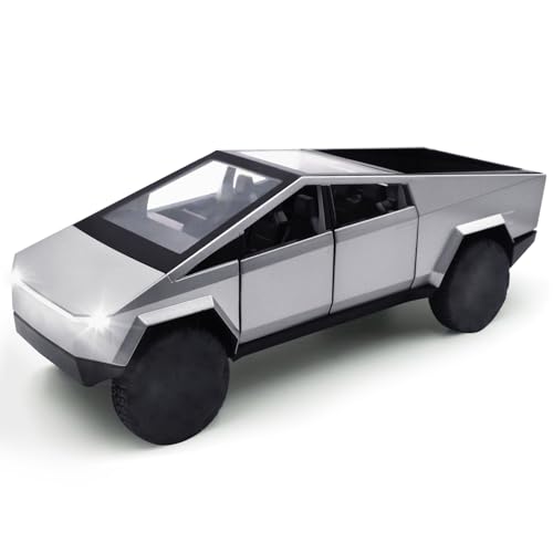 Truck Toy Model: 1/24 Diecast Metal Toy Trucks with Lights and Sounds, Mini Vehicles Toys for Boys, Ages 3 and Up (Silver
