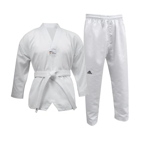 adidas ADI-START II World Taekwondo Approved Taekwondo Dobok Uniform - White V-Neck - Size 160 (2)