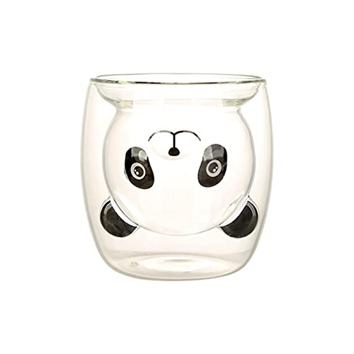 JISADER Double Wall Insulated Coffee Mug Decorative Gift Cute Cartoon Panda Double Layer Glass Cup for Tea Holiday Valentine Milk