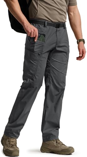 CQR Men's Quick Dry Tactical Pants, Water Resistant Outdoor Pants, Lightweight Stretch Cargo Work Hiking Pants, Runyon Cargo Pants Charcoal, 32W x 32L