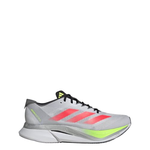 adidas Men's Adizero Boston 12 Running Shoes Sneaker, Dash Grey/Lucid Red/Lucid Lemon