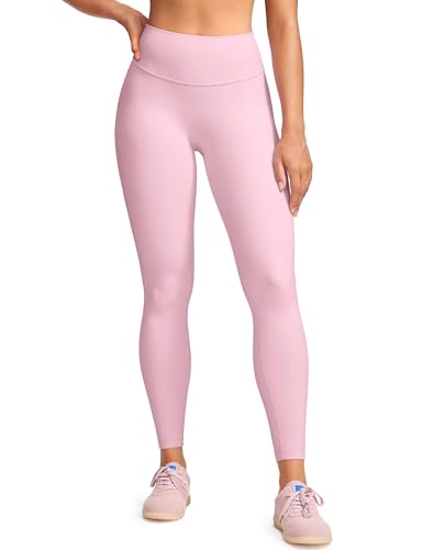 INGIA Womens High Waist No Front Seam Scrunch Butt Leggings Workouts 25 Inches V-Back Scrunch Booty Gym Yoga Pants Milk Pink Small