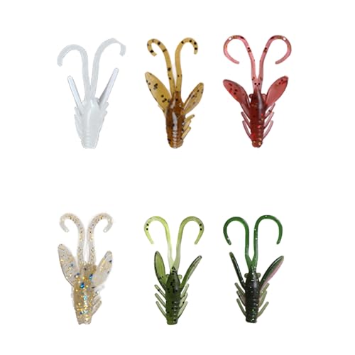 UAERSCH 48pcs Silicone Soft Bait Worm Lobster Fishing Lures Shrimp Sinking Swivel Twintails Sea Fishing