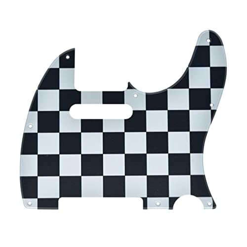 KAISH 8 Hole 3D Printed Tele Style Guitar Plastic Pickguard TL Pick Guard Scratch Plate for USA/Mexico Telecaster Black/White Grid