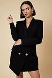 Akarise Double Breasted Gold Button Blazer Dress for Women Sexy - Asymmetric Long Blazers Jackets Outfit (Black, Large)