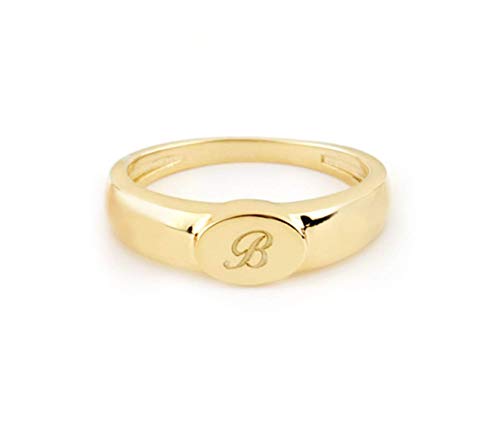 Elegant jewel box Women's Oval Initial signet ring in solid Gold 9k, 14k, & 18k, Custom engraved signet ring, Gold Personalized chevalier ring, Birthday gift, RN363