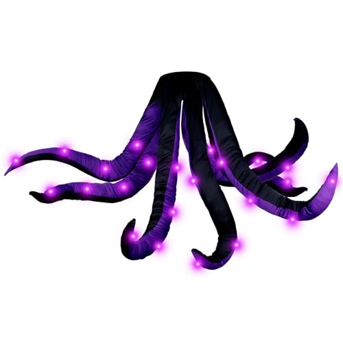 Funtery Women Octopus Costume with Light, Purple Octopus Tentacles Skirt Adult Mermaid Villain Witch Cosplay Costume