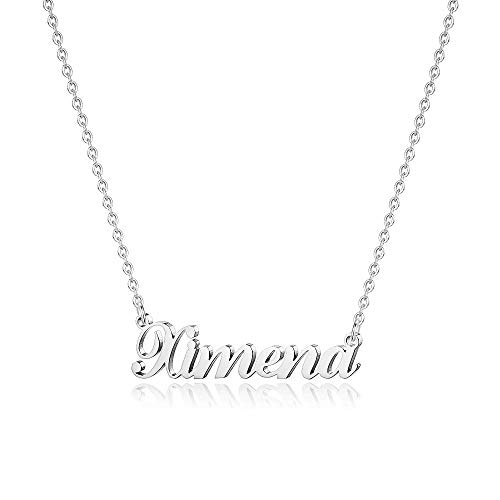 Hidepoo Ximena Necklace - 18K Gold Plated Name Necklace for Women Jewelry Silver