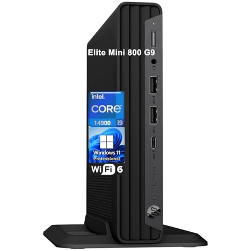 HP Elite Mini 800 G9 MFF PC Business Desktop Computer, 14th Gen Intel 24-Core i9-14900 up to 5.8GHz, 64GB DDR5 RAM, 2TB PCIe SSD, WiFi 6, RJ-45, Type-C, HDMI, DisplayPort, Windows 11 Pro, Vent-Hear