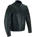 Vance Leather's Men's Premium Leather Motorcycle Racer Jacket with Vents Reflective Piping and CCW Pockets (L)