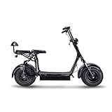 SAY YEAH Fat Tire Scooter for Adults Electric 25 mph Powerful Up 1000w 60V Electric Scooters with 2 seat Commuter Scooter Citycoco Scooter Front and Rear Disc Brakes Key Start and Power Display Black