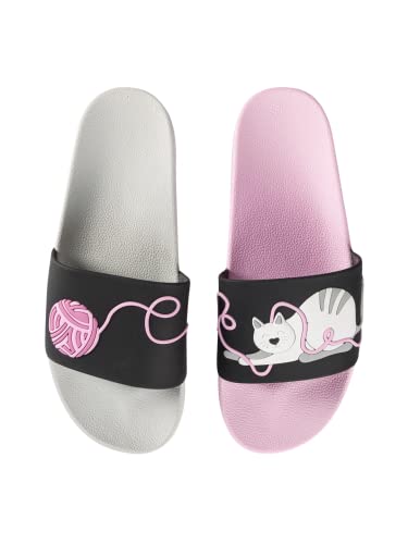 Dedoles Slides & Slippers for Women & Men Summer Non Slip Shower Sandals Funny Designs Beach Shoes for Home Garden Bathroom Pool Gift, Color: Cats and Balls, Size: 9 Women/ 6.5 Men