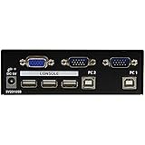 StarTech.com 2 Port VGA USB KVM Switch - VGA KVM Switch - 1920x1440 - USB 2.0 - KVM Video Switch , TAA (SV231USB)