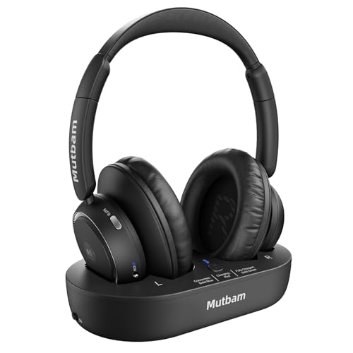Wireless Headphones for TV, TV Headphones Wireless for Seniors - Bluetooth tv Headset with Transmitter & Charging Base, 65Hrs Battery, No Delay, Lightweight for Elderly, Hard of Hearing (Ideal Gift)