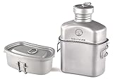 Valtcan Titanium Canteen Mess Kit 1100ml 37oz Capacity with 750ml and 400ml cookware Cups