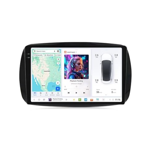 DUDUAUTO Car Radio Stereo for Benz Smart 453 Fortwo 2015-2020 - 8GB+128GB, Biorunn Android 13 DUDU7 9.5 Inch Dual Band GPS Car-Play Android Auto Navi Upgrade 2K Touch Screen Head Unit DSP FM AM RDS