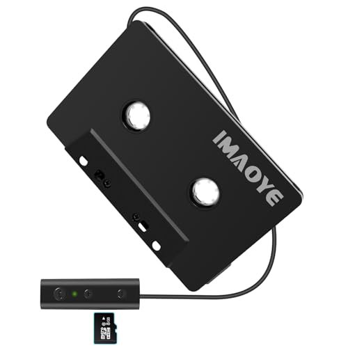 IMAOYE 2024 New Bluetooth 5.1 Car Audio Stereo Cassette Vehicle Tape Converter Cassette Work While Charging Support TF Card（Four-Channels）