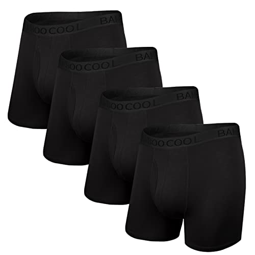 BAMBOO COOL Men's Underwear Boxer Briefs Soft Breathable Performance Underwear for Men 4 Pack (M)