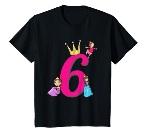 Kids 6th Birthday with Princess 6 Years Old Princesses T-Shirt