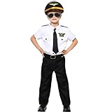 Tacobear Pilot Costume for Kids Boy Airline Uniform Sunglasses Pilot Hat Accessories Halloween Captain America Costume