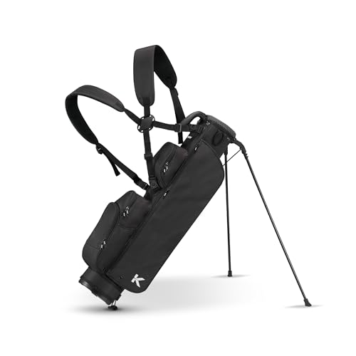 KVV Lightweight Pitch and Putt Golf Bag with Stand, Adjustable Dual Straps, Golf Stand Bag for Extra Storage in a Smaller Size(Black)