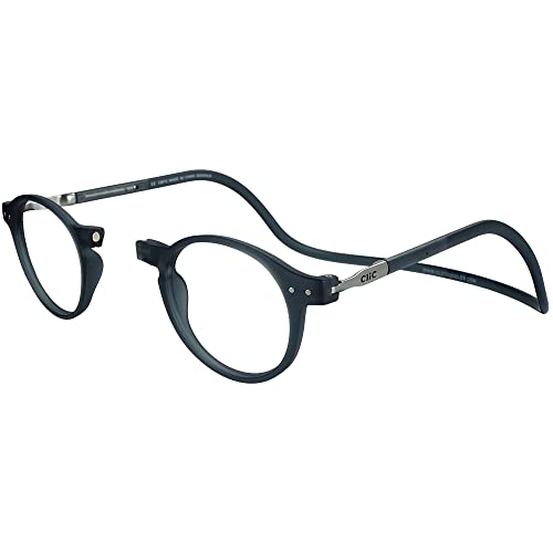 Clic Magnetic Reading Glasses for Men or Women, Computer Readers, Brooklyn (S-M, Dark Matte Grey, 3.00 Magnification)