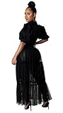 Ekaliy Women’s Plus Size Casual Tunic Tops Blouses Mesh See Through Shirts Dresses with Belt Club Party Outfit XXL Black