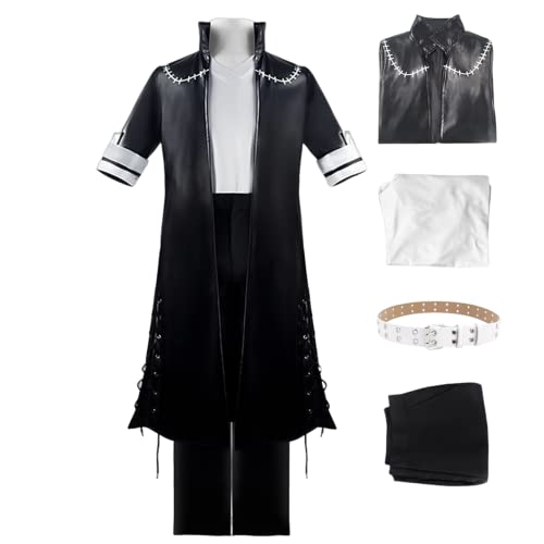 Moalioi Dabi Cosplay Costume，Dabi Costume，Dabi Cosplay Uniform Black Jacket Pants Belt Shirt Full Set with Wig (Dabi Costume, S)