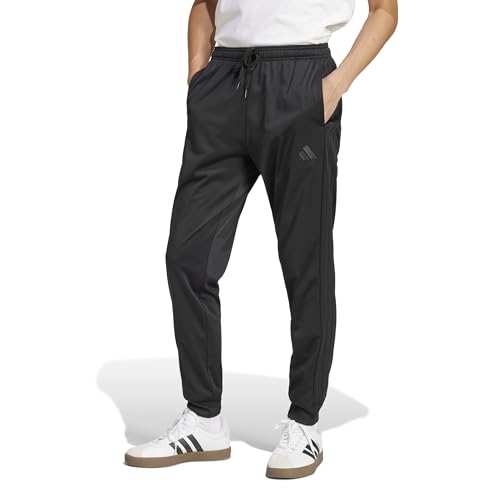 adidas Men's 3-Stripes Tricot Tapered Track Pants, Black/Black