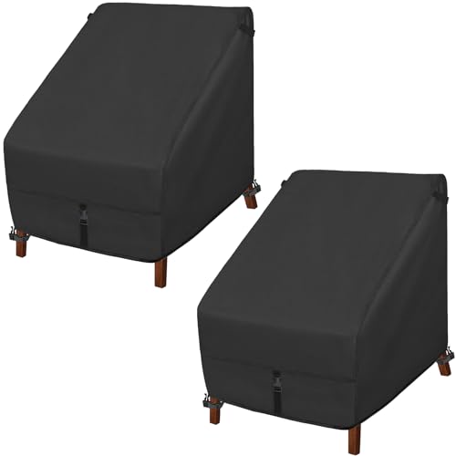 Porch Shield Patio Chair Covers -Waterproof Outdoor Lounge Deep Seat Lawn Chair Cover 2 Pack - 30W x 33D x 34H inch, Black