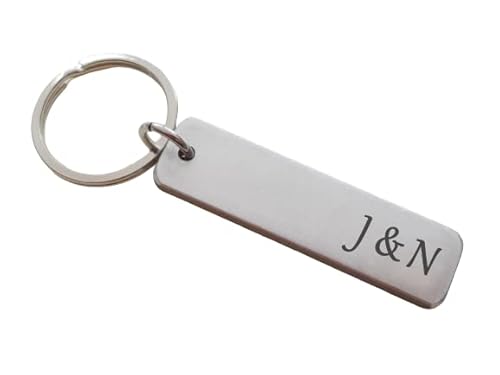 Custom Personalized Aluminum Tag Keychain, Engraved Initials, Anniversary Gift, Husband Wife Key Chain, Boyfriend Girlfriend Gift, Customized Couples Keychain