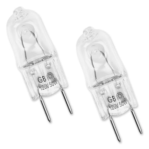 2-Pack G8 Halogen Light Bulbs, Light Bulb Lamp for GE Microwave Oven 120V 50W - for GE Over Range Microwave Hoods, Replaces for WB08X10057, WB08X10051 - Kitchen Over Stove Light