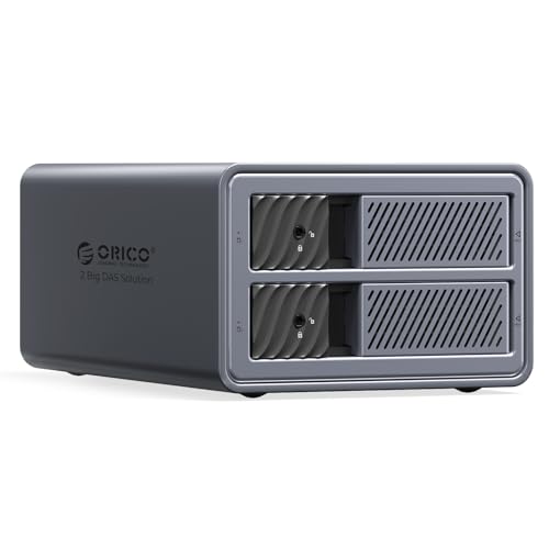 ORICO RAID Hard Drive Enclosure 2 Bay USB 3.0 for 2.5/3.5 inch SSDs HDDs Up to 44TB Support 0/1/JBOD/CLEAR Raid Modes Tray-Less Locking Expansion Backup(Aluminum Alloy)-9828RU3