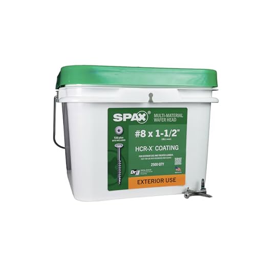 SPAX #8 x 1-1/2" Exterior Wafer Head Wood Screws Construction Torx T-Star Plus (495 EA) 3 LB Bit Included Rust Resistant