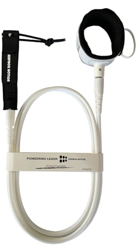 SIXPACK ACTION Pioneering 6ft/7ft/8ft 7mm Pro Surfboard Leash, Surfing Leash, Leg Rope, with 360-Degree Integral Molding Cuff Providing Maximum Durability, Flexibility and Comfort (White, 6ft 7mm)