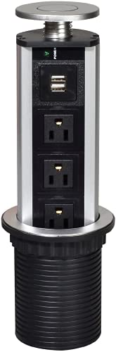 Multicontact Torre Cocina, Household power socket, Pulling Up Outlet Desktop Worktop Kitchen Electric Socket 3-Outlet Power Socket + 2 Usb Port Charger for Office and Home