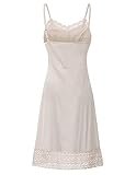 Belle Poque Women Silk Full Slip Lace Dress Extender Nude Cami Full Slip Under Dress, L