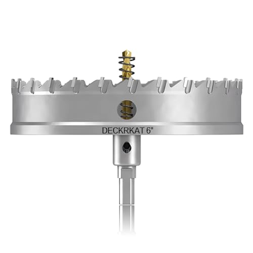 DECKRKAT 6" TCT Hole Saw, 2 Count, Heavy Duty 152mm Tungsten Carbide Tipped, Spring-Loaded Pilot Drill Bit, For Stainless Steel, Aluminum, Plastic, Copper, Alloy Steel