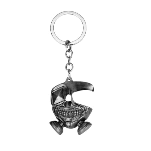 NIDMETNSUJRA New 2026 Arrive Anime Cartoon Keychain Kaneki Ken Mask Cosplay Pendant Keyring Halloween Key Holder Trinket Mens Necklace Jewelry Fashion Trendy Accessories Creative Gift